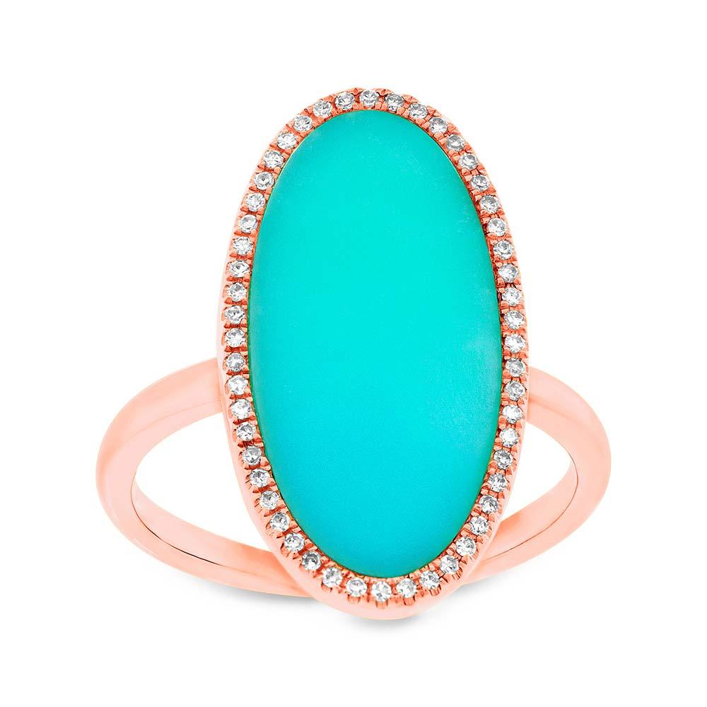 Diamond & 2.40ct Composite Turquoise 14k Rose Gold Lady's Ring