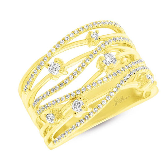 14k Yellow Gold Diamond Bridge Ring - 0.49ct