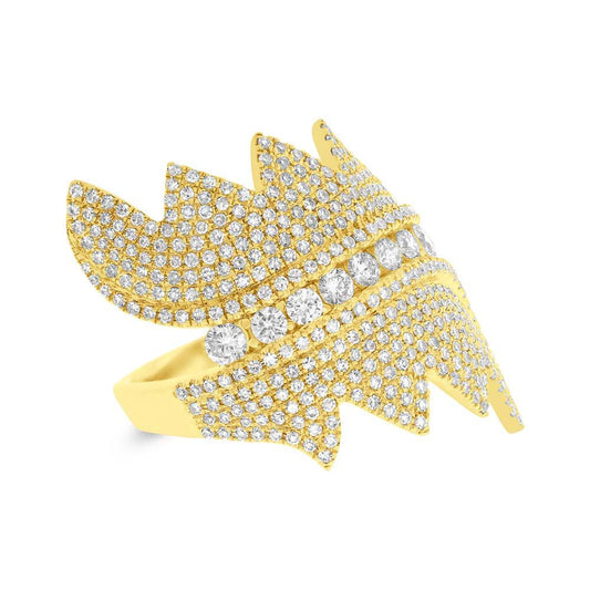 14k Yellow Gold Diamond Pave Lady's Ring - 1.28ct