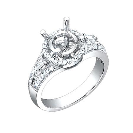 18k White Gold Diamond Semi-mount Ring - 0.45ct