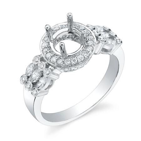 18k White Gold Diamond Semi-mount Ring - 0.65ct