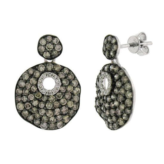 14k White Gold White & Champagne Diamond Earring - 1.84ct