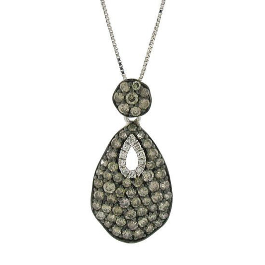 14k White Gold White & Champagne Diamond Pendant - 0.89ct