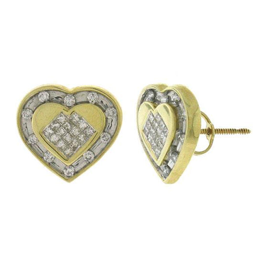 14k Yellow Gold Diamond Invisible Heart Earring - 0.50ct