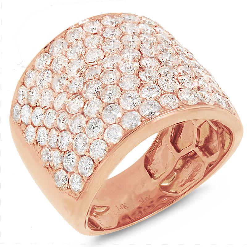 14k Rose Gold Diamond Pave Lady's Ring - 3.75ct V0300