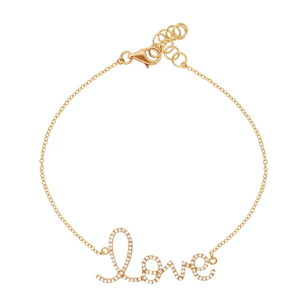 14k Yellow Gold Diamond ''Love'' Bracelet - 0.17ct