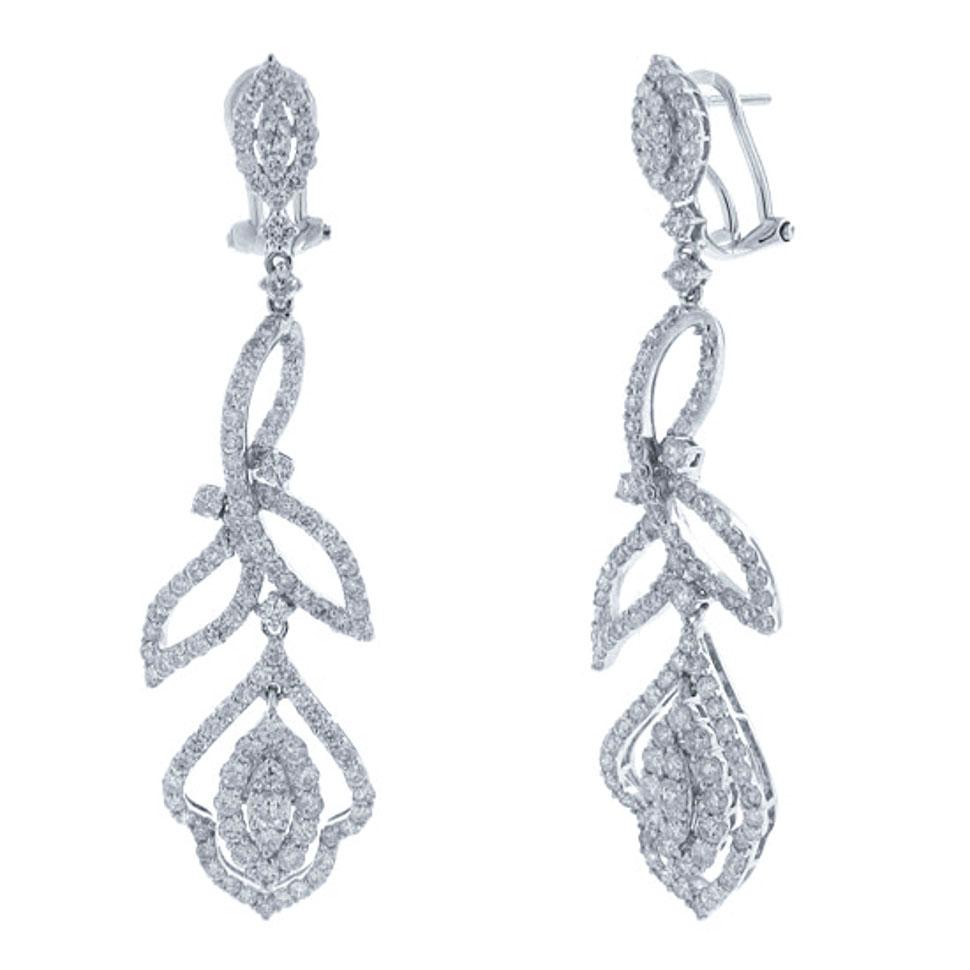 18k White Gold Diamond Dangle Earring - 3.41ct