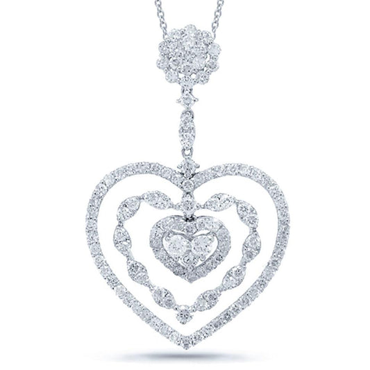 18k White Gold Diamond Heart Pendant - 2.41ct
