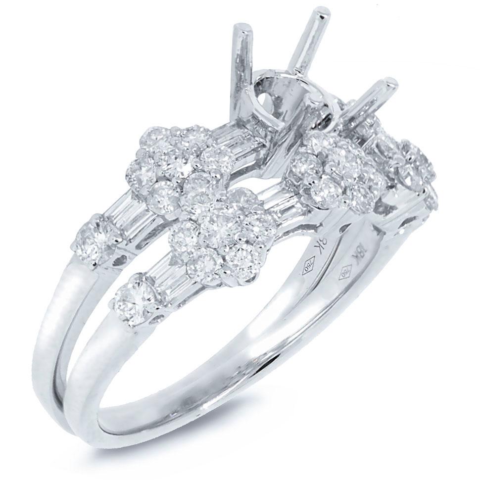 18k White Gold Diamond Semi-mount Ring 2-pc - 1.21ct