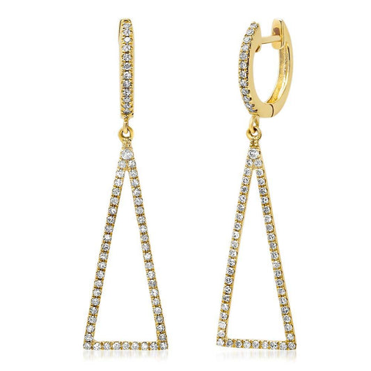 14k Yellow Gold Diamond Triangle Earring - 0.43ct