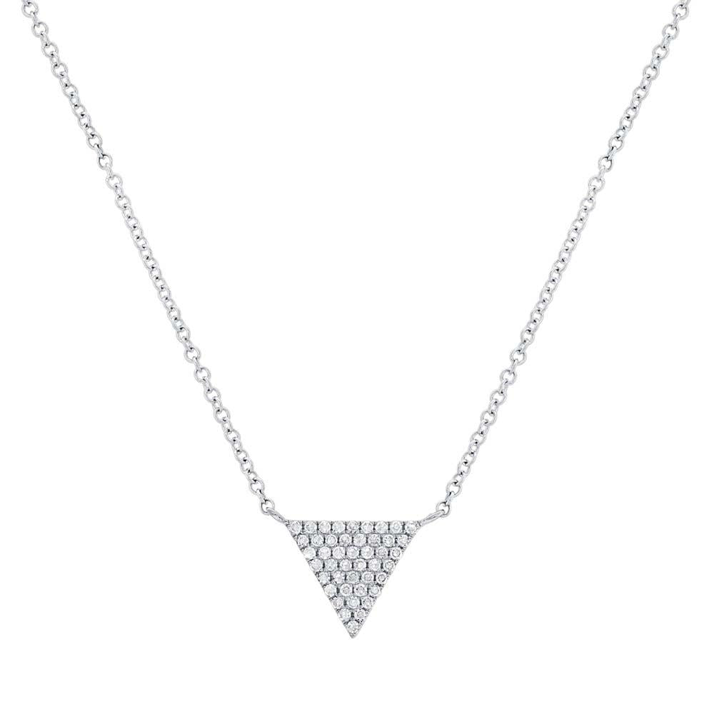 14k White Gold Diamond Pave Triangle Pendant - 0.13ct