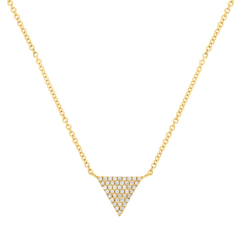 14k Yellow Gold Diamond Pave Triangle Pendant - 0.13ct