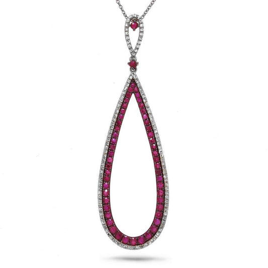 Diamond & 1.31ct Ruby 14k White Gold Pendant - 0.36ct
