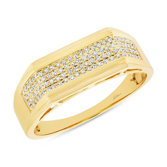 14k Yellow Gold Diamond Men's Ring - 0.24ct