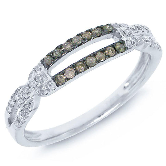14k White Gold White & Champagne Diamond Lady's Ring - 0.23ct