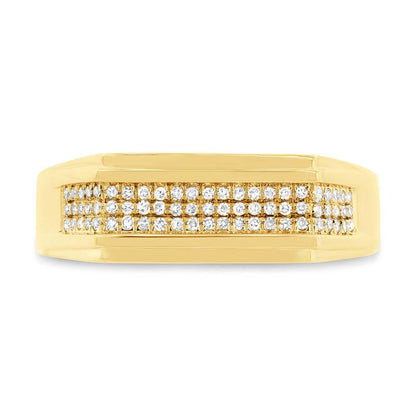 14k Yellow Gold Diamond Men's Ring - 0.19ct