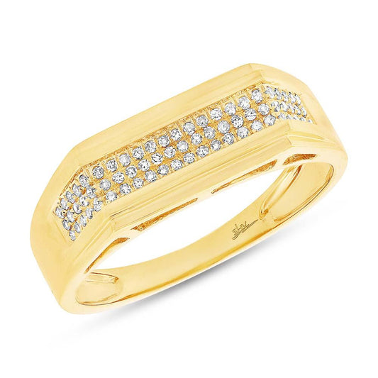 14k Yellow Gold Diamond Men's Ring - 0.19ct
