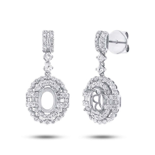 18k White Gold Diamond Semi-mount Earring - 1.24ct