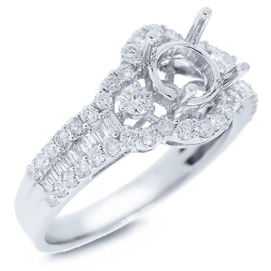 18k White Gold Diamond Semi-mount Ring - 0.82ct