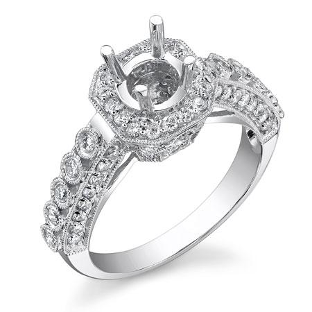 18k White Gold Diamond Semi-mount Ring - 0.95ct