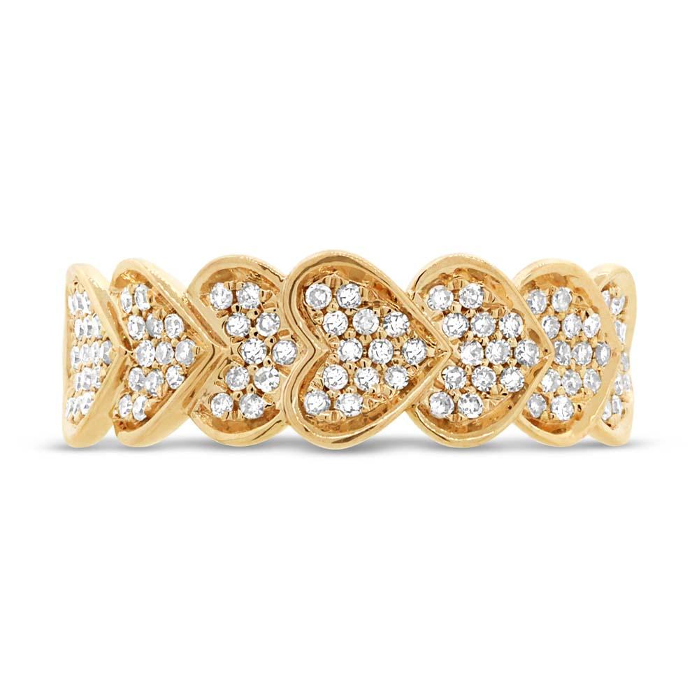 14k Yellow Gold Diamond Pave Heart Lady's Ring - 0.30ct