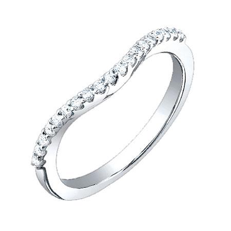 18k White Gold Diamond Lady's Curved Band
