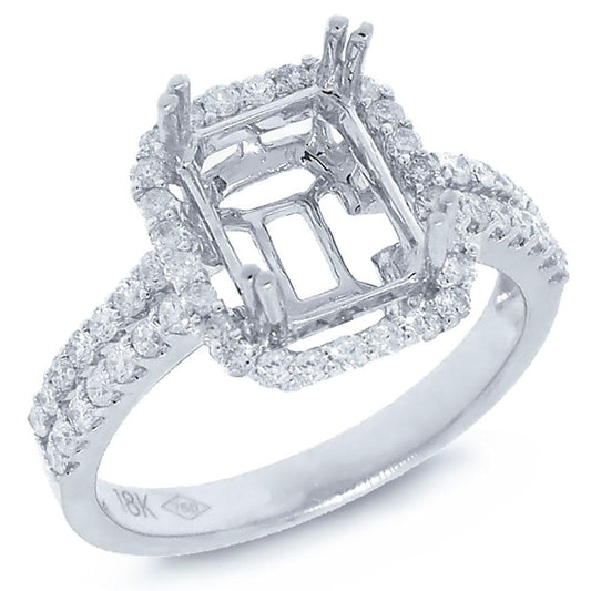 18k White Gold Diamond Semi-mount Ring - 0.58ct