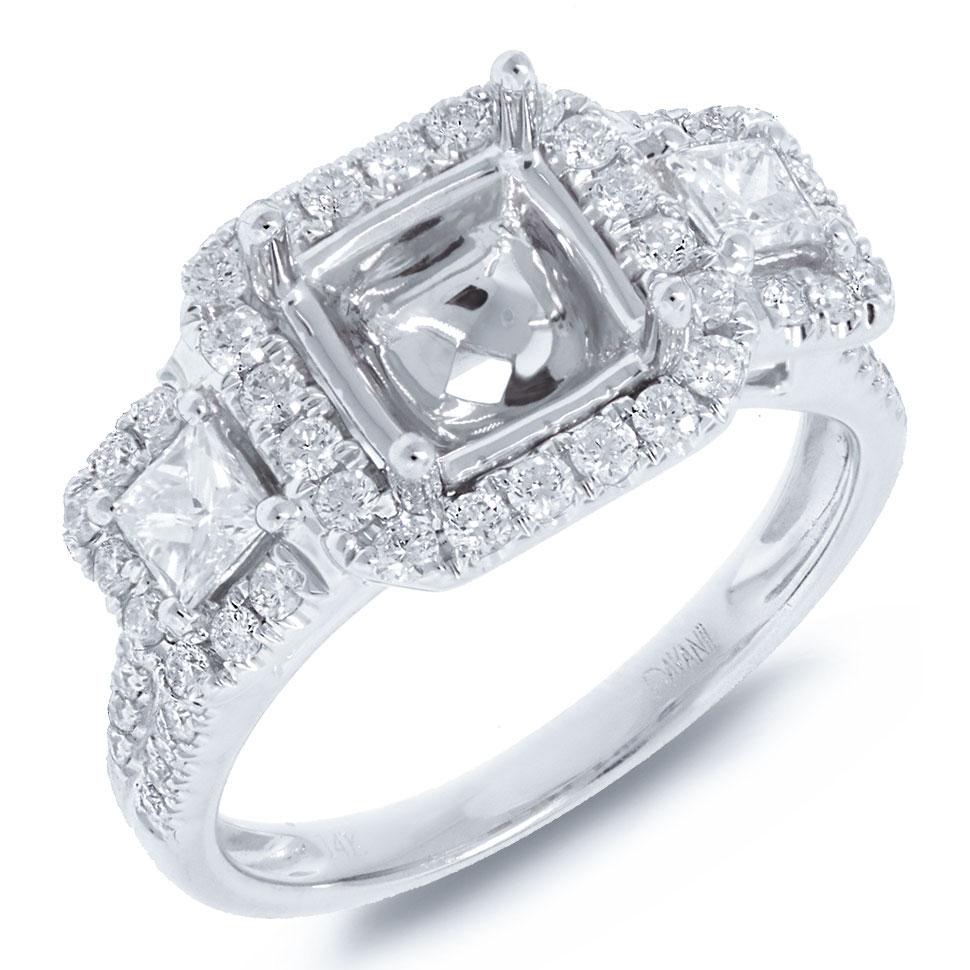 14k White Gold Diamond Semi-mount Ring - 1.03ct