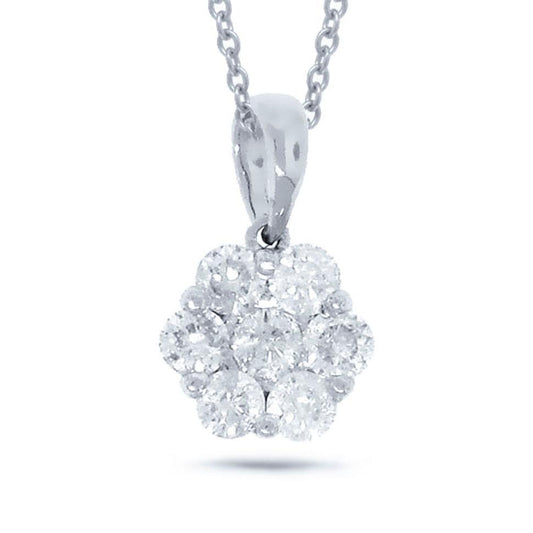 18k White Gold Diamond Cluster Pendant - 0.53ct