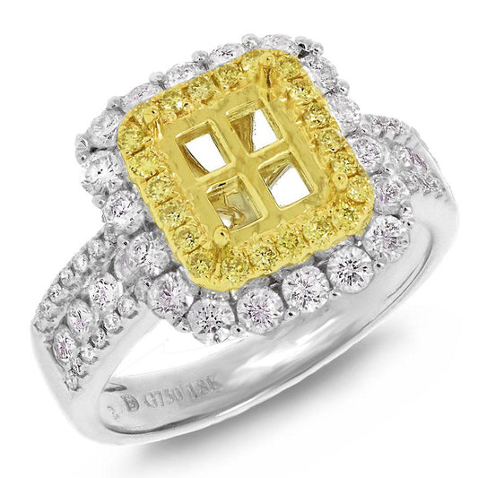 18k Two-tone Gold Natural Yellow Diamond Semi-mount Ring - 1.14ct