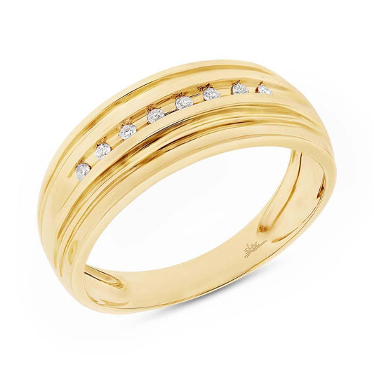 14k Yellow Gold Diamond Men's Band - 0.08ct
