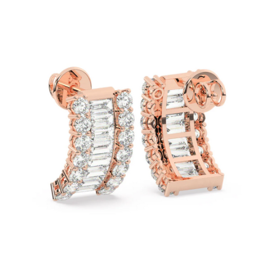14K White Gold Diamond Baguette Earring