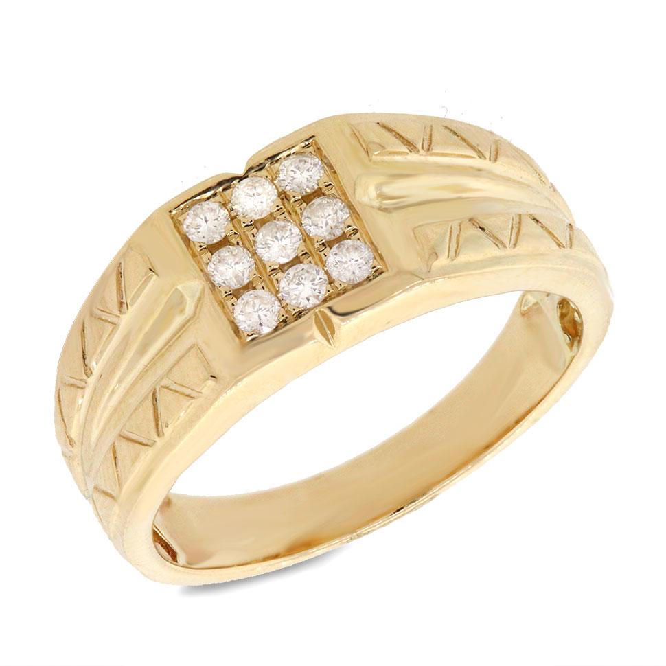 14k Yellow Gold Diamond Men's Ring - 0.29ct