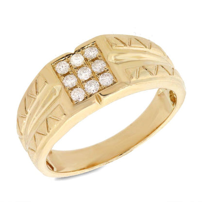 14k Yellow Gold Diamond Men's Ring - 0.29ct