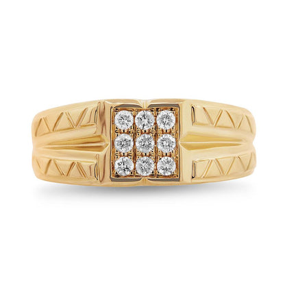 14k Yellow Gold Diamond Men's Ring - 0.29ct
