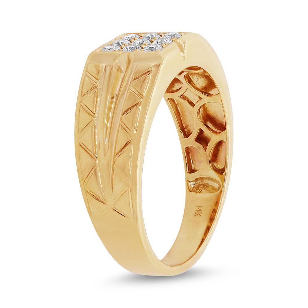 14k Yellow Gold Diamond Men's Ring - 0.29ct