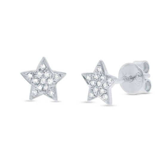 14k White Gold Diamond Star Earring - 0.07ct