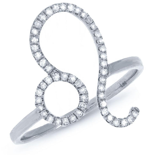 14k White Gold Diamond Zodiac Leo Ring - 0.17ct
