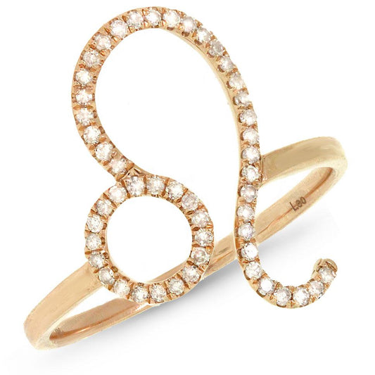 14k Yellow Gold Diamond Zodiac Leo Ring - 0.17ct