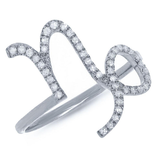 14k White Gold Diamond Zodiac Capricorn Ring - 0.19ct