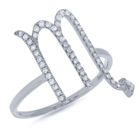 14k White Gold Diamond Zodiac Scorpio Ring - 0.21ct