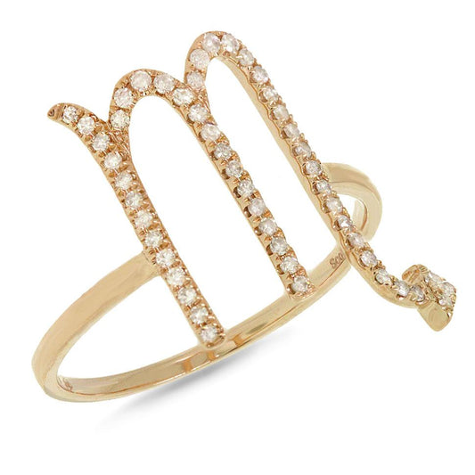 14k Yellow Gold Diamond Zodiac Scorpio Ring - 0.21ct