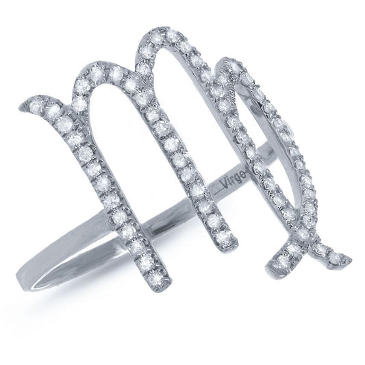 14k White Gold Diamond Zodiac Virgo Ring - 0.26ct