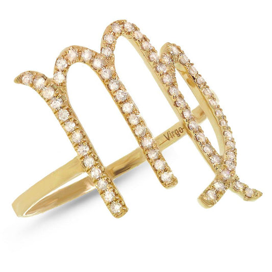 14k Yellow Gold Diamond Zodiac Virgo Ring - 0.26ct
