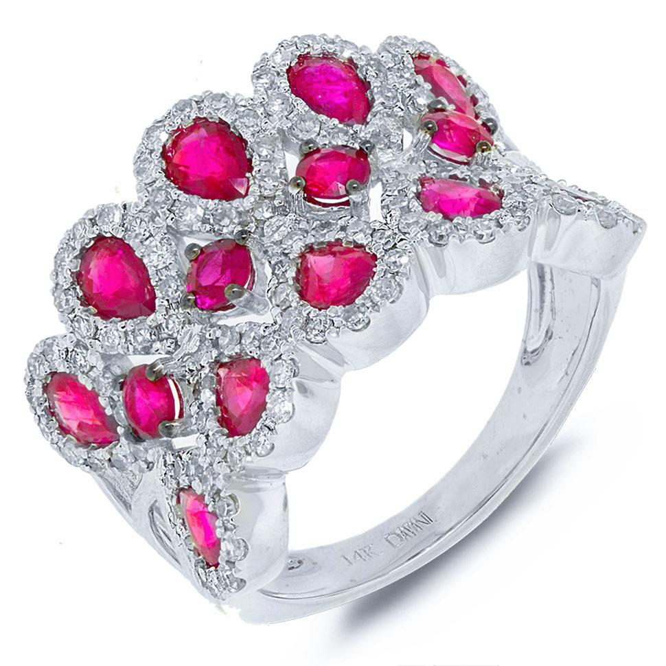 Diamond & 2.43ct Pink Sapphire 14k White Gold Ring - 0.71ct