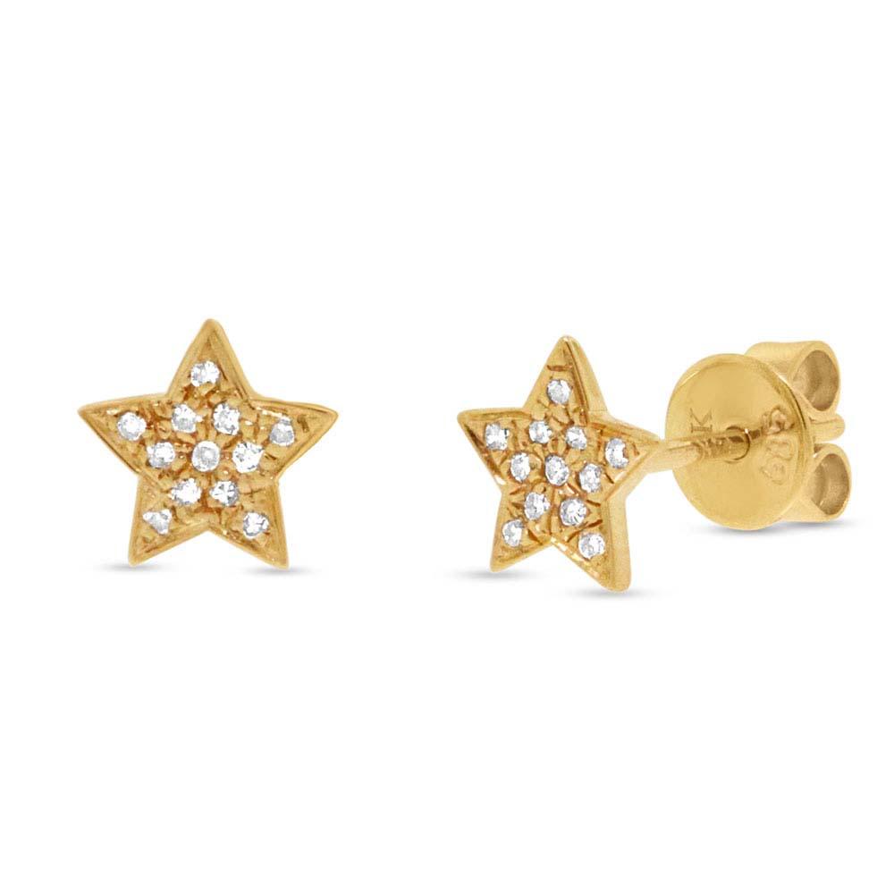 14k Yellow Gold Diamond Star Earring - 0.07ct