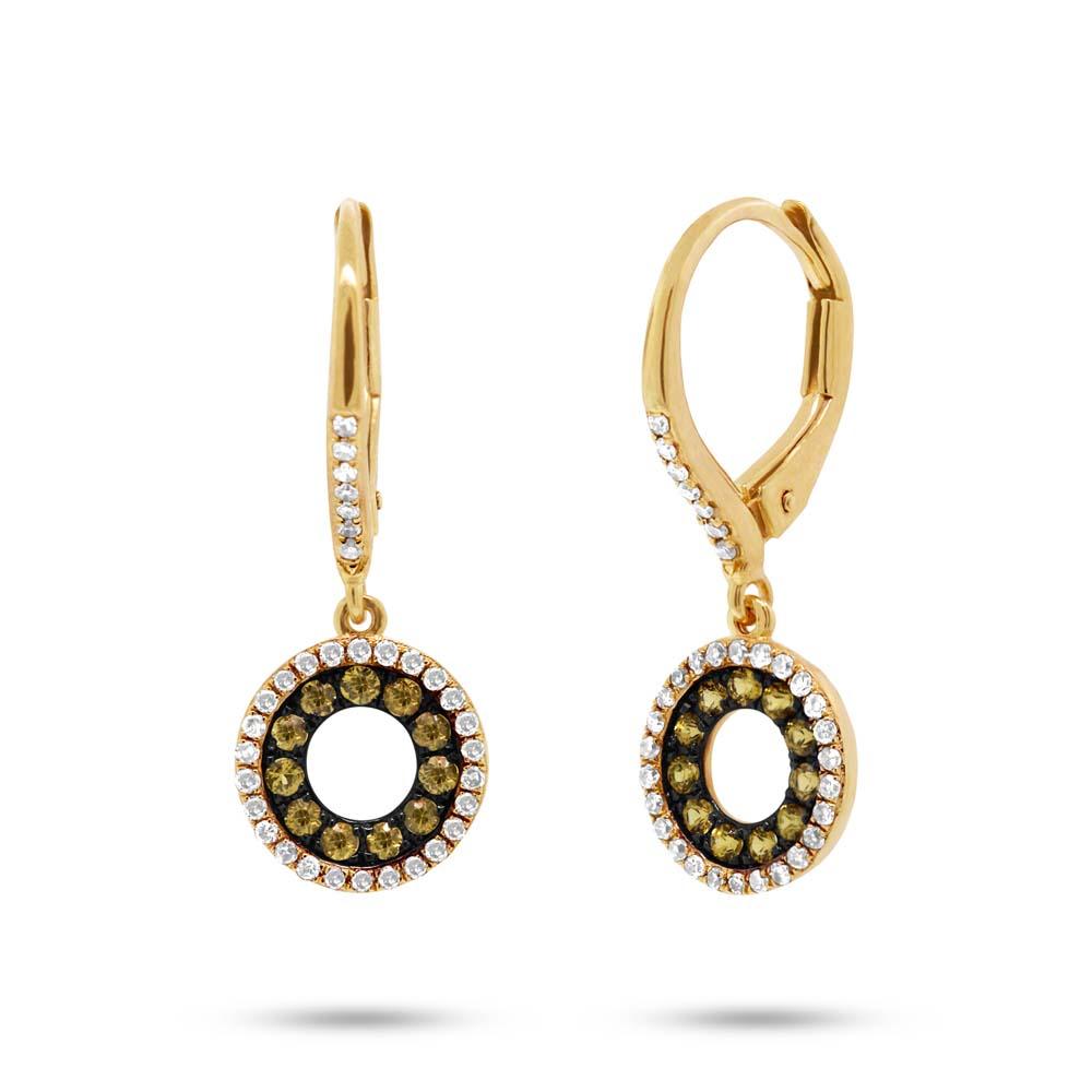 Diamond & 0.31ct Yellow Sapphire 14k Yellow Gold Earring - 0.21ct