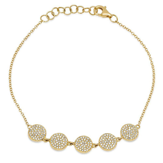 14k Yellow Gold Diamond Pave Circle Bracelet - 0.46ct
