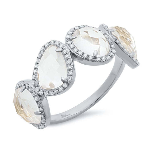 Diamond & 3.58ct White Topaz 14k White Gold Ring - 0.27ct
