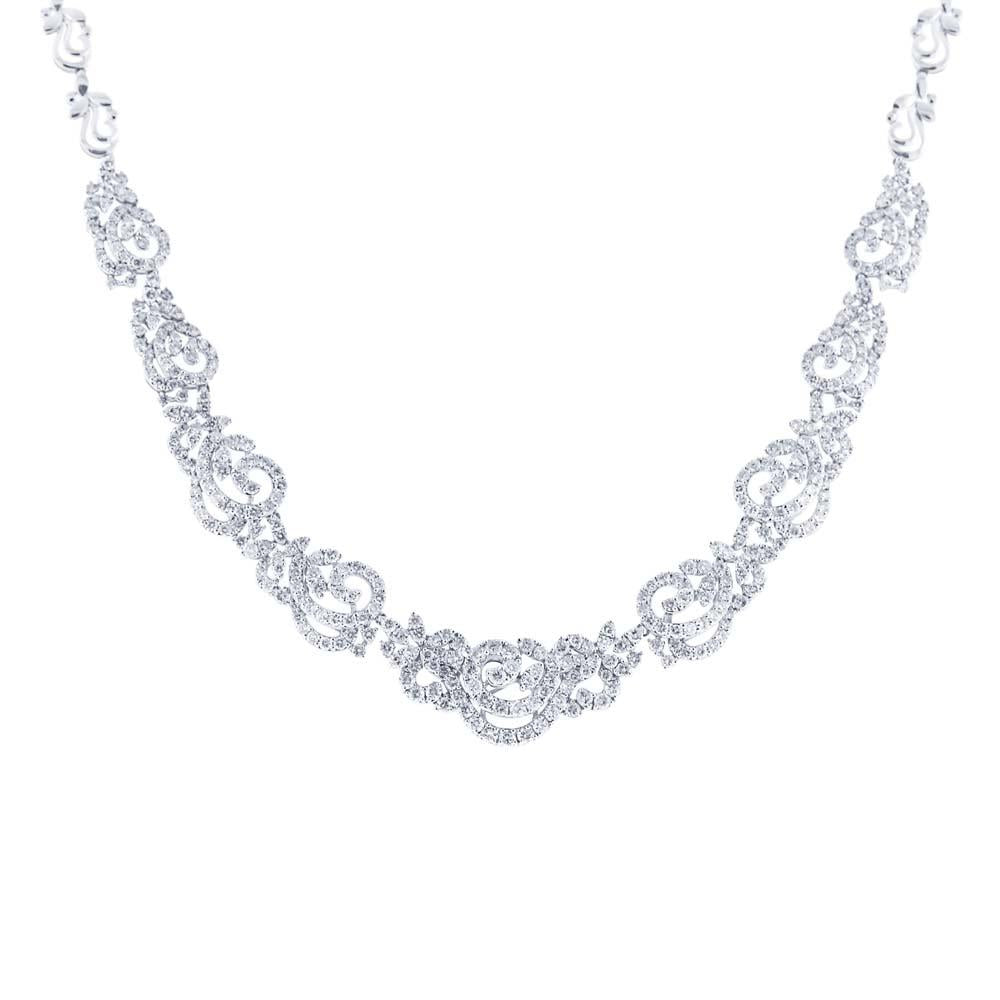 18k Classy White Gold Diamond Necklace - 15.06ct V0090